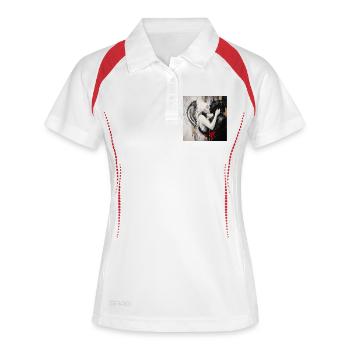 Licht trifft Schatten Liebespaar - Frauen Polo atmungsaktiv - Weiß/Rot - Vorne