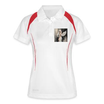 Himmelsengel in Weiß - Frauen Polo atmungsaktiv - Weiß/Rot - Vorne