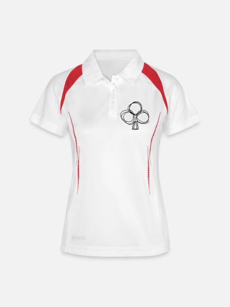 Kreuz Spielkarte handgezeichnet - Frauen Polo atmungsaktiv - Weiß/Rot
