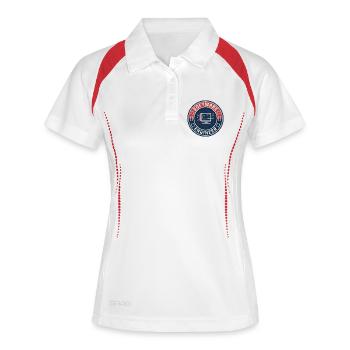 Vintage Software Engineer Code Terminal Patch Top - Frauen Polo atmungsaktiv - Weiß/Rot - Vorne