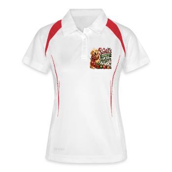 🎁 Weihnachts-Golden Retriever - Frauen Polo atmungsaktiv - Weiß/Rot - Vorne