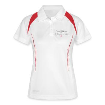 Pferde Pferdehaar lustiger Pferde Spruch Geschenk - Frauen Polo atmungsaktiv - Weiß/Rot - Vorne