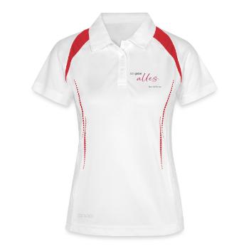 positive Sprüche - Ich gebe alles, nur nicht auf - Frauen Polo atmungsaktiv - Weiß/Rot - Vorne