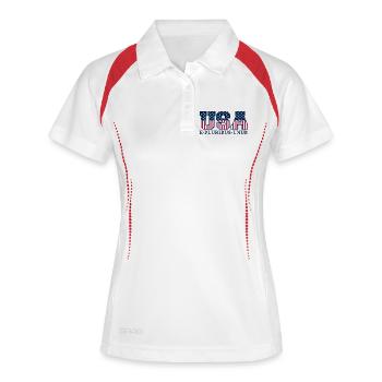 College USA Red White Blue Stars And Stripes Motto - Frauen Polo atmungsaktiv - Weiß/Rot - Vorne