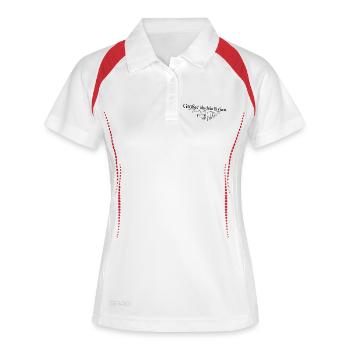 Vogtland - Göltzschtalbrücke - Frauen Polo atmungsaktiv - Weiß/Rot - Vorne