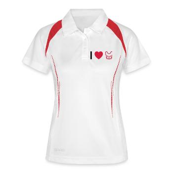 French Bulldog - Frauen Polo atmungsaktiv - Weiß/Rot - Vorne