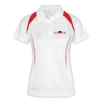Deutschland Herzschlag - Frauen Polo atmungsaktiv - Weiß/Rot - Vorne
