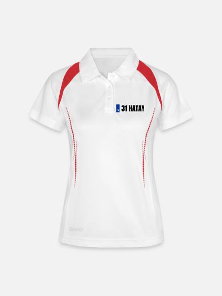 31 Hatay Kennzeichen | Türkisches Kennzeichen - Frauen Polo atmungsaktiv - Weiß/Rot