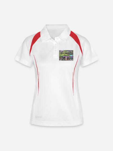 Hongkong Facing Worlds - Frauen Polo atmungsaktiv - Weiß/Rot