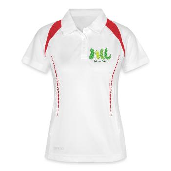 Pick Your Pickle: Grüne Gurkenkunst - Frauen Polo atmungsaktiv - Weiß/Rot - Vorne