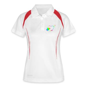 Regenbogen-Geschwindigkeitstricker - Frauen Polo atmungsaktiv - Weiß/Rot - Vorne