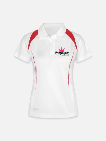 lustig - Frauen Polo atmungsaktiv - Weiß/Rot