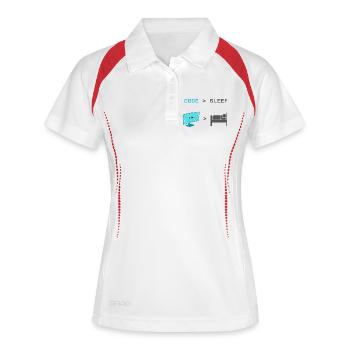 Code vs Sleep: Coder im Schlafmodus - Frauen Polo atmungsaktiv - Weiß/Rot - Vorne
