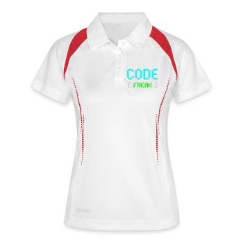 Pixel Code Freak Neon Tee - Frauen Polo atmungsaktiv - Weiß/Rot - Vorne