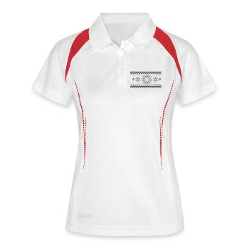 Stern Muster im Norweger Stil - Frauen Polo atmungsaktiv - Weiß/Rot - Vorne