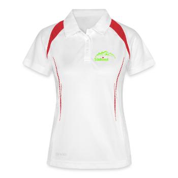 Berge, Urlaub, Südtirol - Frauen Polo atmungsaktiv - Weiß/Rot - Vorne