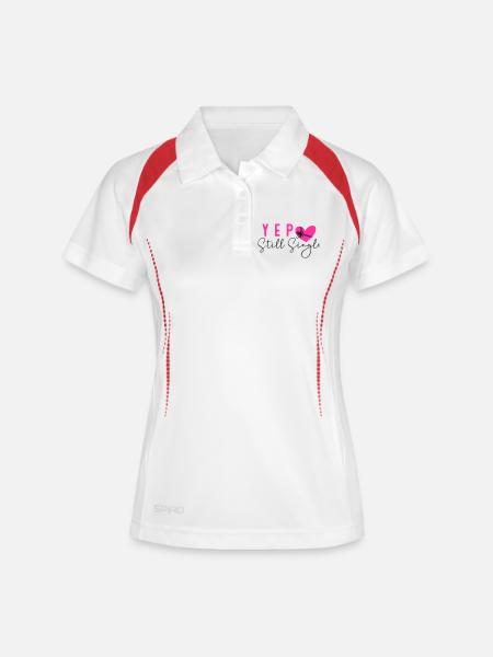 Still Single - Frauen Polo atmungsaktiv - Weiß/Rot