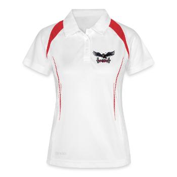 Corbeau Noir sur Clôture Nocturne - Polo respirant Femme - blanc/rouge - Devant