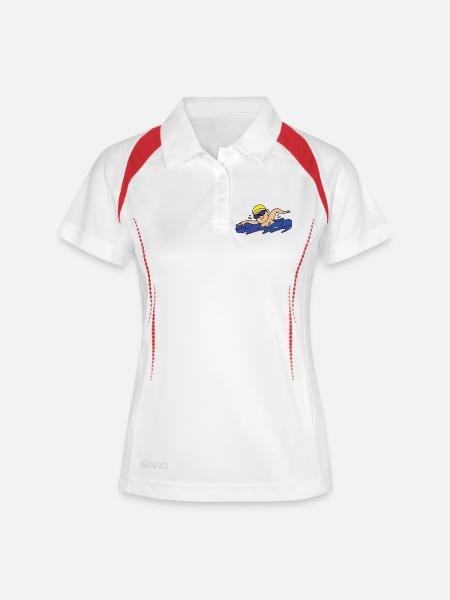 Schwimmer - Frauen Polo atmungsaktiv - Weiß/Rot