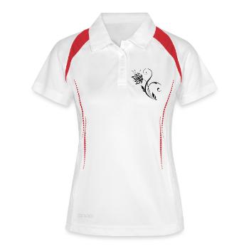 Schwarze Blume - Frauen Polo atmungsaktiv - Weiß/Rot - Vorne
