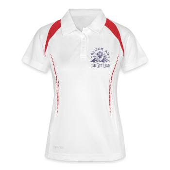 Glück Ab Und Gut Land Heißluftballon - Frauen Polo atmungsaktiv - Weiß/Rot - Vorne