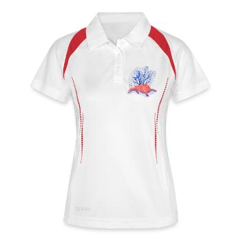 Mondträume unter Blauem Baum - Frauen Polo atmungsaktiv - Weiß/Rot - Vorne