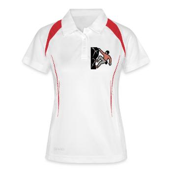  Kletterer Felswand Klettern Alpinismus - Frauen Polo atmungsaktiv - Weiß/Rot - Vorne