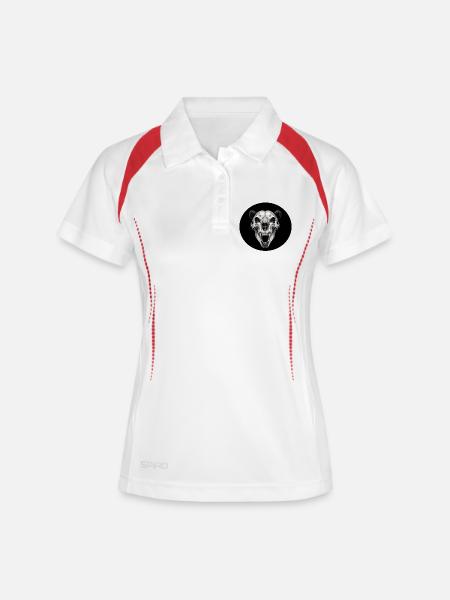 Schädel - Frauen Polo atmungsaktiv - Weiß/Rot