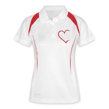 Herz offen - Frauen Polo atmungsaktiv - Weiß/Rot - Vorne