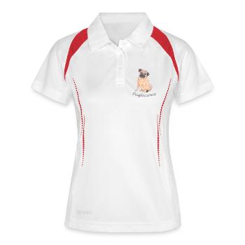 Pughaft - Frauen Polo atmungsaktiv - Weiß/Rot - Vorne