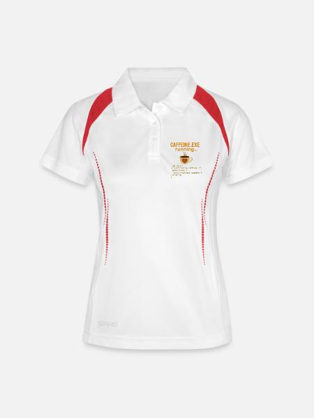 Caffeine.exe running - Frauen Polo atmungsaktiv - Weiß/Rot