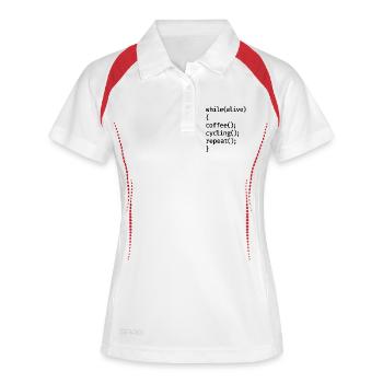 Coding Cycling - Frauen Polo atmungsaktiv - Weiß/Rot - Vorne
