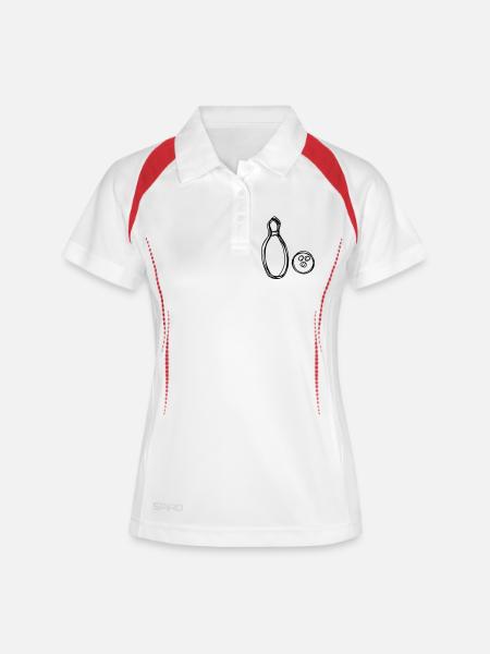 Kegel handgezeichnet - Frauen Polo atmungsaktiv - Weiß/Rot