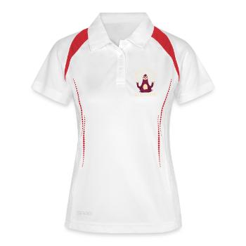 Meditating Sloth Yoga Saying Meditation - Women's Polo breathable - white/red - Front