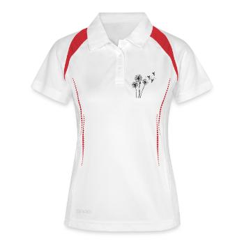 Schmetterlingdesign Pusteblumen Wiese Herzen Feen - Frauen Polo atmungsaktiv - Weiß/Rot - Vorne