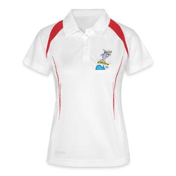 Requin surfeur - Polo respirant Femme - blanc/rouge - Devant