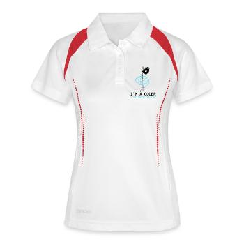 Coder T-Shirt: Coffee into Code – Nerdy Programmie - Frauen Polo atmungsaktiv - Weiß/Rot - Vorne