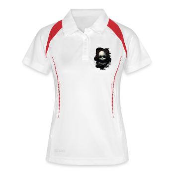 Visage de poupée cassé - Polo respirant Femme - blanc/rouge - Devant