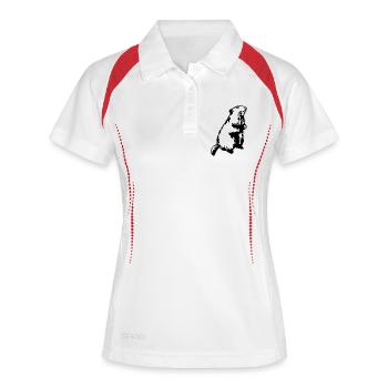 Murmeltier Alpen - Frauen Polo atmungsaktiv - Weiß/Rot - Vorne