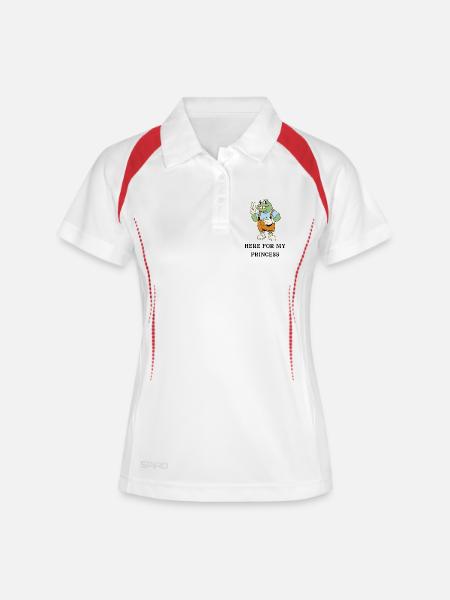 Frosch Peace-Latzhose - Frauen Polo atmungsaktiv - Weiß/Rot