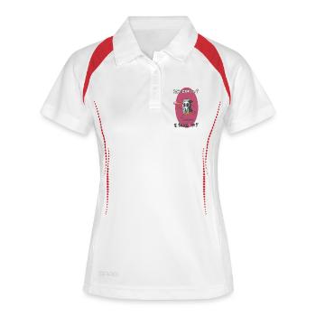 Eis? Ich schreie! - Frauen Polo atmungsaktiv - Weiß/Rot - Vorne