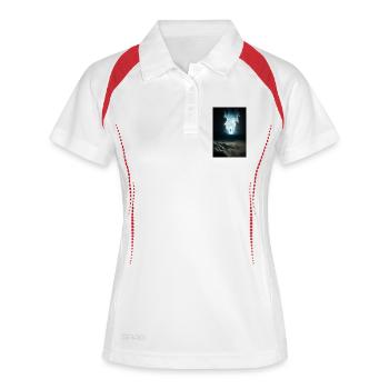 GOTT 05 - Frauen Polo atmungsaktiv - Weiß/Rot - Vorne