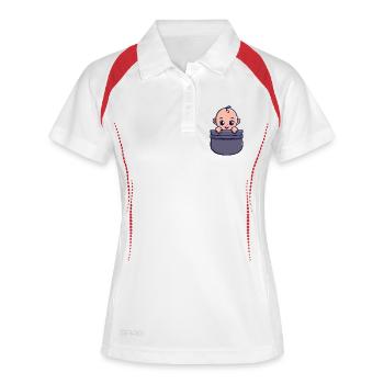 Pocket Baby Pocket Baby süßes und lustiges Geschenk - Frauen Polo atmungsaktiv - Weiß/Rot - Vorne