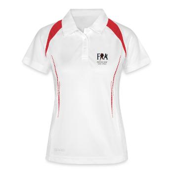 Emblem der Stärke und des Chaos in dunkler Tönung - Frauen Polo atmungsaktiv - Weiß/Rot - Vorne