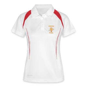 coffee fuel - Frauen Polo atmungsaktiv - Weiß/Rot - Vorne