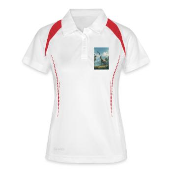 Dino Dawn Longneck - Frauen Polo atmungsaktiv - Weiß/Rot - Vorne