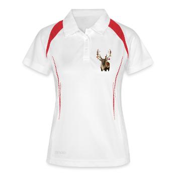 Renne Cerf de Noël - Polo respirant Femme - blanc/rouge - Devant