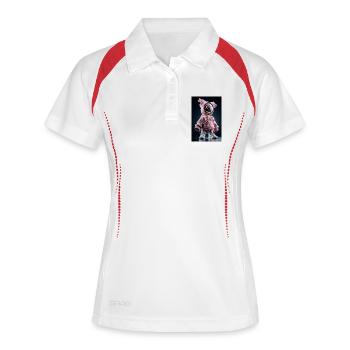 Neon Stitch Plüschmasken-Hoodie - Frauen Polo atmungsaktiv - Weiß/Rot - Vorne