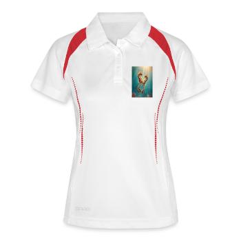 Zwillingsseepferdchen sonnenbeschienen unter Wasser - Frauen Polo atmungsaktiv - Weiß/Rot - Vorne