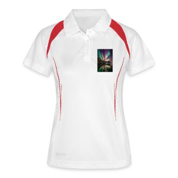 Aurora Peaks Reflexionen - Frauen Polo atmungsaktiv - Weiß/Rot - Vorne